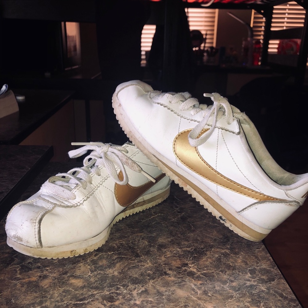 Nike Cortez: White and Gold ✨